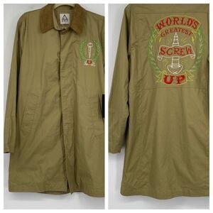 UNIF World Greatest Screw Up‎ Collared Convertible Graphic Trench Coat Parka Y2K